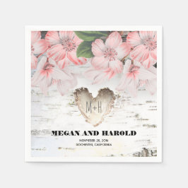 Guardanapo De Papel Casamento de Floral Birch Heart Rustic Country