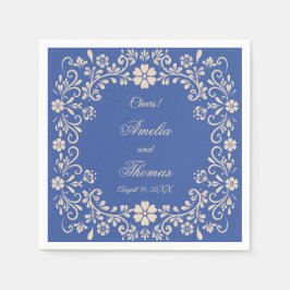 Guardanapo De Papel Casamento de Flores Azuis Russas Mexicanas