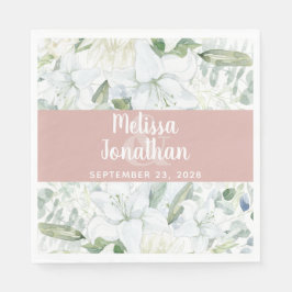 Guardanapo De Papel Casamento de flores brancas florais com aquarela r