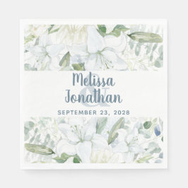 Guardanapo De Papel Casamento de flores brancas florais com aquarela r