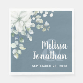 Guardanapo De Papel Casamento de flores brancas florais com aquarela r