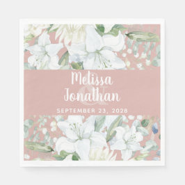 Guardanapo De Papel Casamento de flores brancas florais com aquarela r