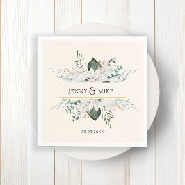 Guardanapo De Papel Casamento de flores brancas simples e elegantes