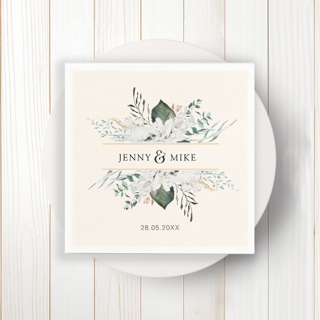 Guardanapo De Papel Casamento de flores brancas simples e elegantes (Criador carregado)