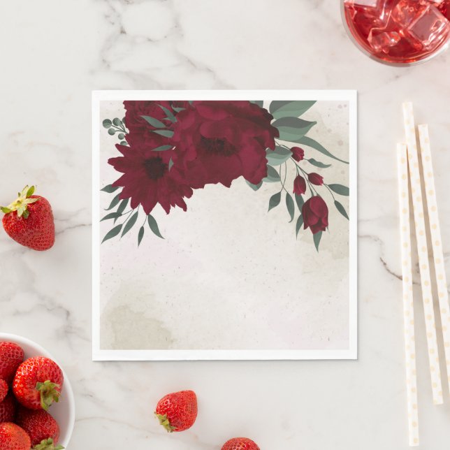 Guardanapo De Papel Casamento de flores da Borgonha (Insitu)