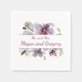 Guardanapo De Papel Casamento de Flores de Água de Plum