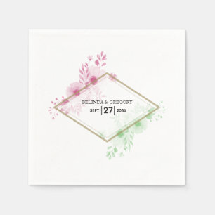 Guardanapo De Papel Casamento de Flores de Aquarela Elegante