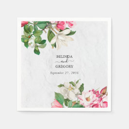 Guardanapo De Papel Casamento de Flores de Aquarela Magnolia