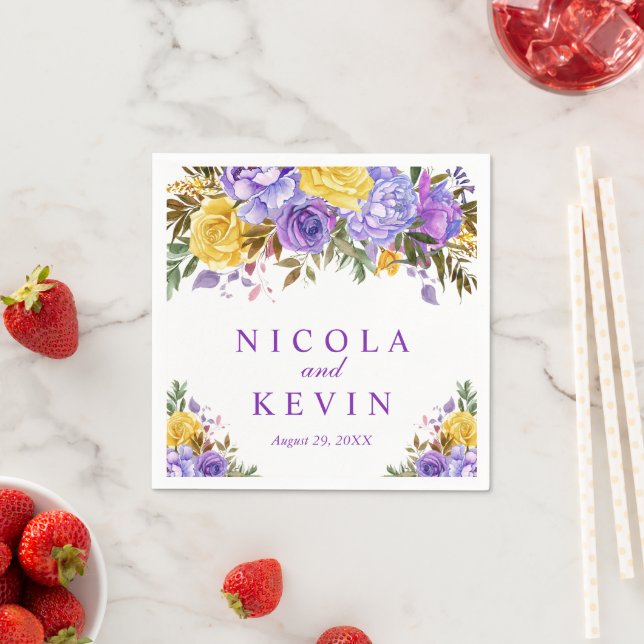 Guardanapo De Papel Casamento de Flores de Primavera em Aquarela Boho (Insitu)