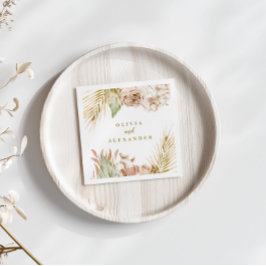 Guardanapo De Papel Casamento de Flores Secas Tropicais Boho Pampas