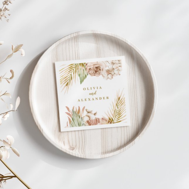 Guardanapo De Papel Casamento de Flores Secas Tropicais Boho Pampas (Criador carregado)
