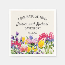 Guardanapo De Papel Casamento de Flores Selvagens Amarelas Roxas