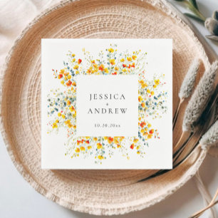 Guardanapo De Papel Casamento de Flores Selvagens de Aquarelas Elegant