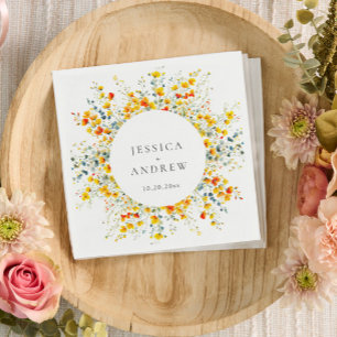 Guardanapo De Papel Casamento de Flores Selvagens de Aquarelas Elegant
