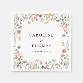 Guardanapo De Papel Casamento de Flores Selvagens Elegante