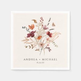 Guardanapo De Papel Casamento de Flores Silvestres Boho Outono Creme