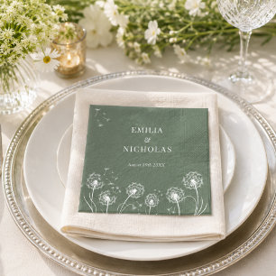 Guardanapo De Papel Casamento de Flores Silvestres com Vegetação Mínim