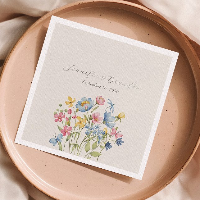 Guardanapo De Papel Casamento de Flores Silvestres Elegantes (Criador carregado)