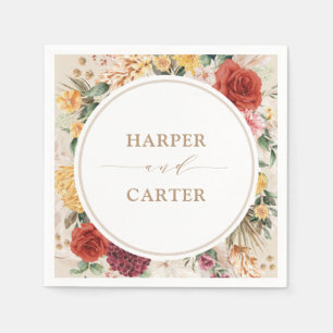 Guardanapo De Papel Casamento de Flores Tropicais Boho Pampas