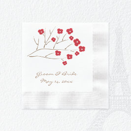 Guardanapo De Papel Casamento de Flores Vermelhas de Cereja