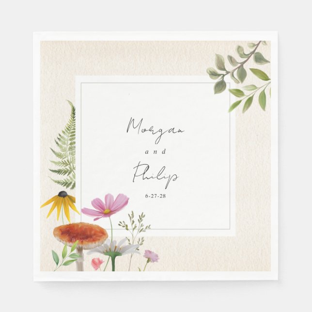 Guardanapo De Papel Casamento de Floresta Botânica em Napkins (Frente)