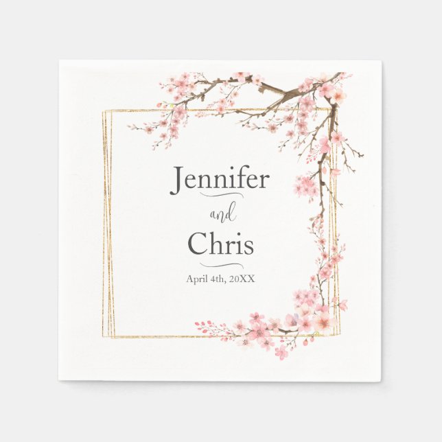 Guardanapo De Papel Casamento de Floresta de Cereja Elegante (Frente)