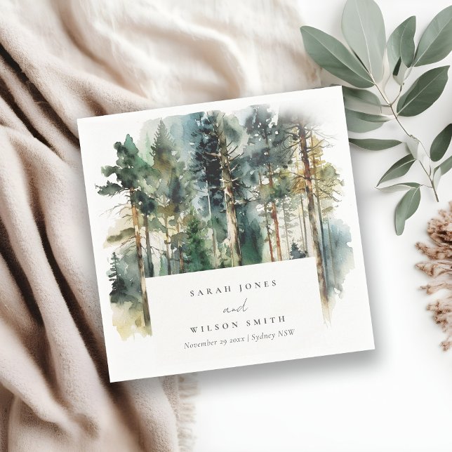 Guardanapo De Papel Casamento de Floresta Florestal Verde Elegante (Criador carregado)