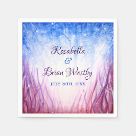 Guardanapo De Papel Casamento de Fogo e Gelo | Azul e Vermelho Aquarel