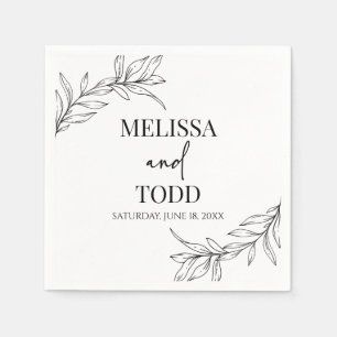 Guardanapo De Papel Casamento de Folha Mínima Mínima do Branch Branco