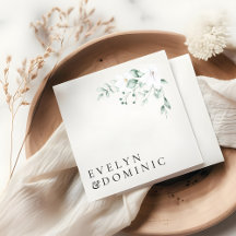 Casamento de Folhagem com Aquarela Minimalista