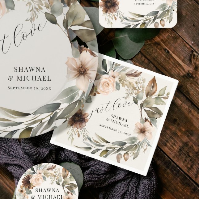 Guardanapo De Papel Casamento de Folhagem Floral de outono Rustic Boho (Criador carregado)