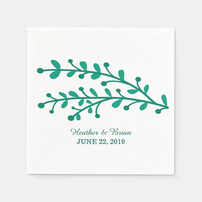 Guardanapo De Papel Casamento de Folhagem Simples Verde (Frente)