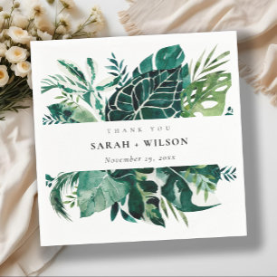 Guardanapo De Papel Casamento de Folhagem Verde de Monstera Tropical O