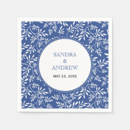 Guardanapo De Papel Casamento de folhas brancas azuis do índio moderno