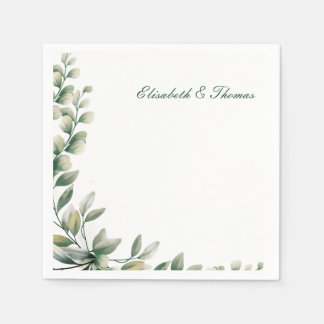 Guardanapo De Papel Casamento de folhas de eucalipto ao fundo elegante