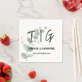 Guardanapo De Papel Casamento de Folhas de Eucalipto Verde