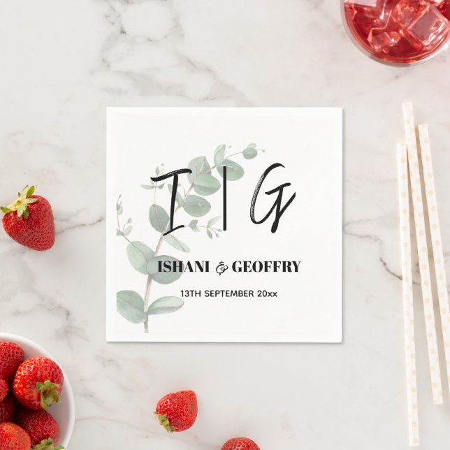 Guardanapo De Papel Casamento de Folhas de Eucalipto Verde (Insitu)
