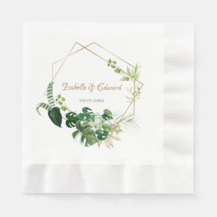 Guardanapo De Papel Casamento de Folhas de Palmeira Tropical Verde Geo