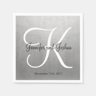 Guardanapo De Papel Casamento de Folhas de Prata Faux personalizadas