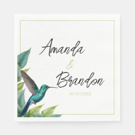 Guardanapo De Papel Casamento de Folhas Tropicais Emerald Hummingbird