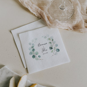Guardanapo De Papel Casamento de Foliagem Eucalipto Verde de Verão em