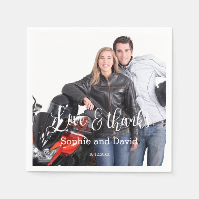 Guardanapo De Papel Casamento De Foto Com Caligrafia Esmaecida (Frente)