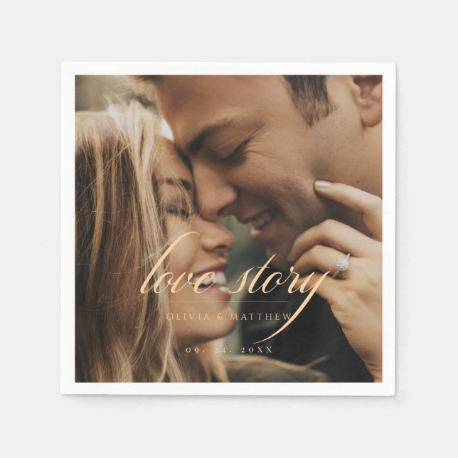 Guardanapo De Papel Casamento de Foto Elegante (Frente)