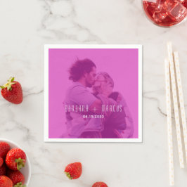Guardanapo De Papel Casamento de Foto Moderna Rosa