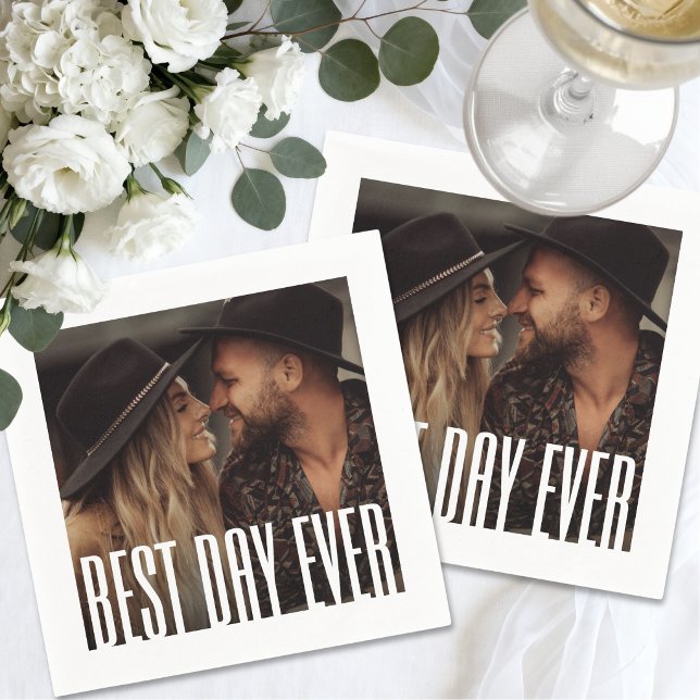 Guardanapo De Papel Casamento de Foto Simples e Moderno (Simple Cute Modern Photo Wedding Napkins)