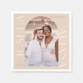 Guardanapo De Papel Casamento de Fotografia do Arch Neutral Elegante