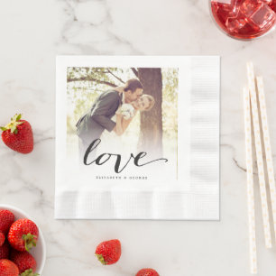 Guardanapo De Papel Casamento de Fotografias com Chic Script Clássico 
