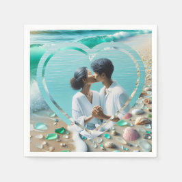 Guardanapo De Papel Casamento de Fotografias de Vidro do Mar bonito