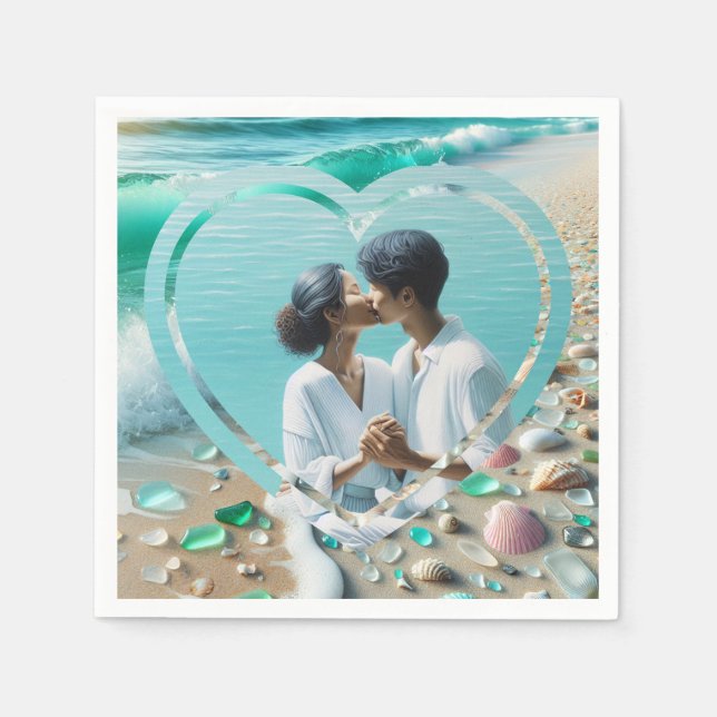 Guardanapo De Papel Casamento de Fotografias de Vidro do Mar bonito (Frente)