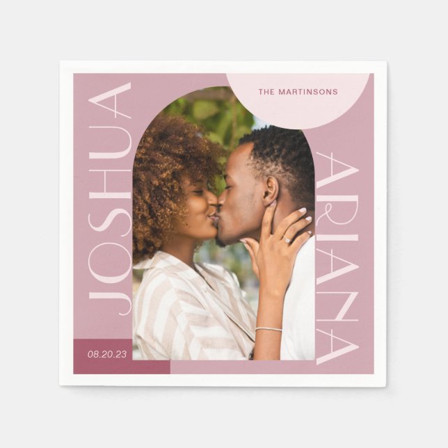 Guardanapo De Papel Casamento de Fotografias do Chic Burgundy Arch (Frente)